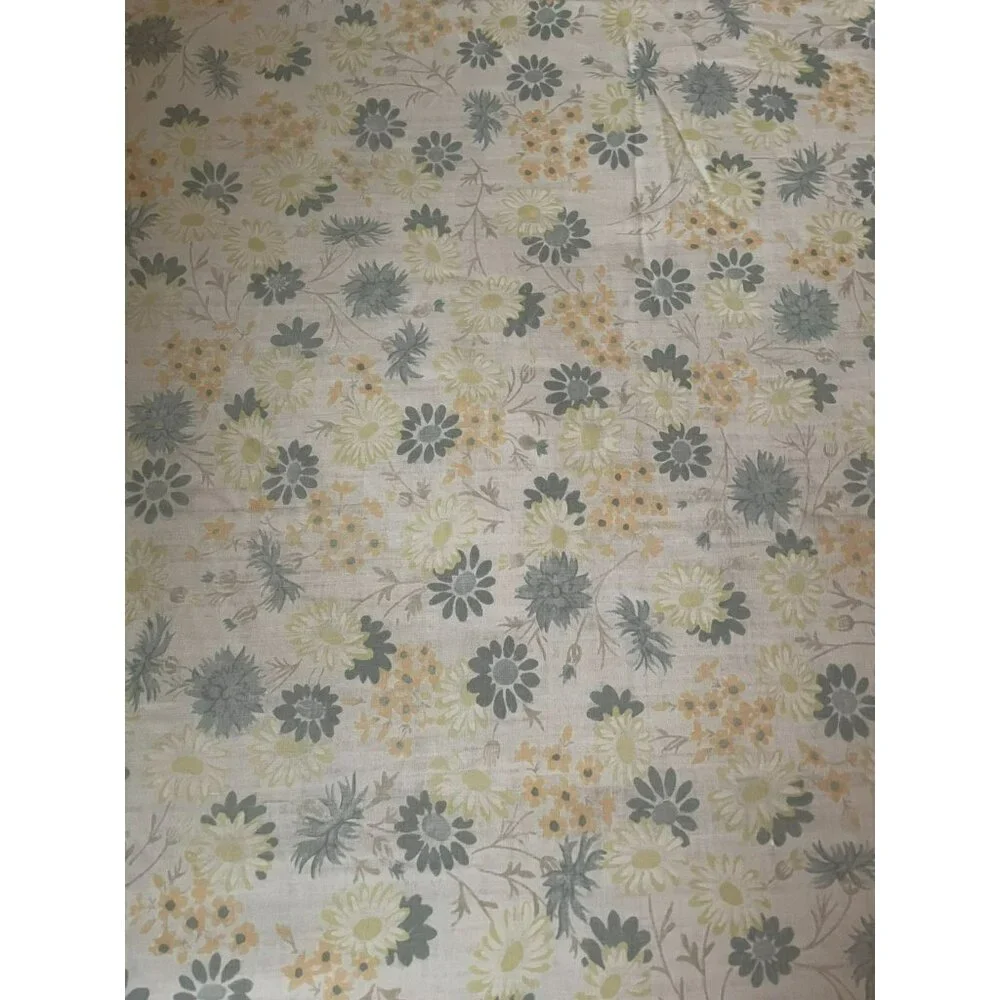 Vintage Full Size Sheet Set Used Blue Yellow Orange Floral 2 Piece